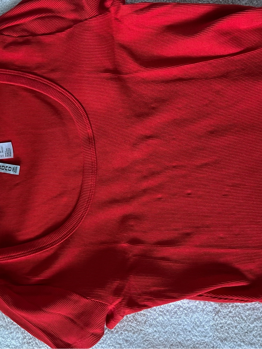 Divided Red Ribbed Short Sleeve Tee
